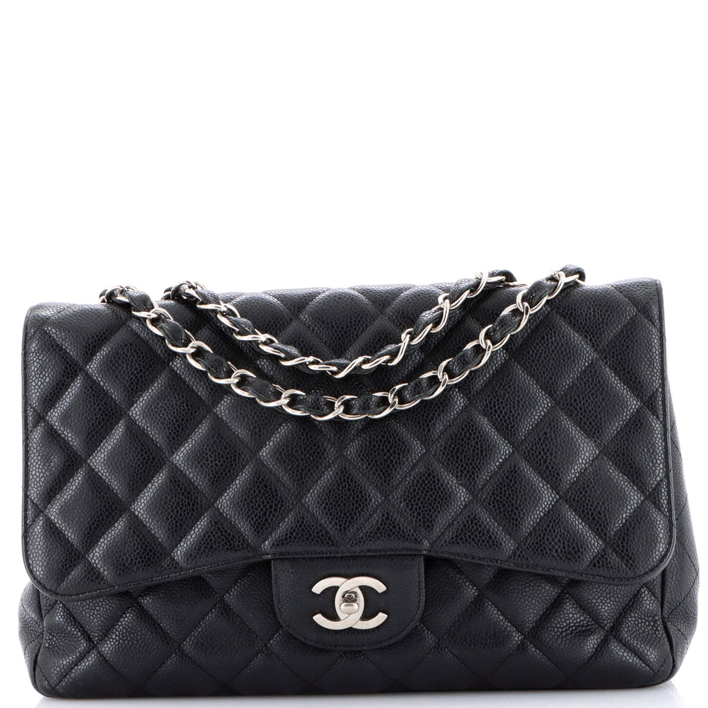 Classic Single Flap Bag Quilted Caviar Jumbo