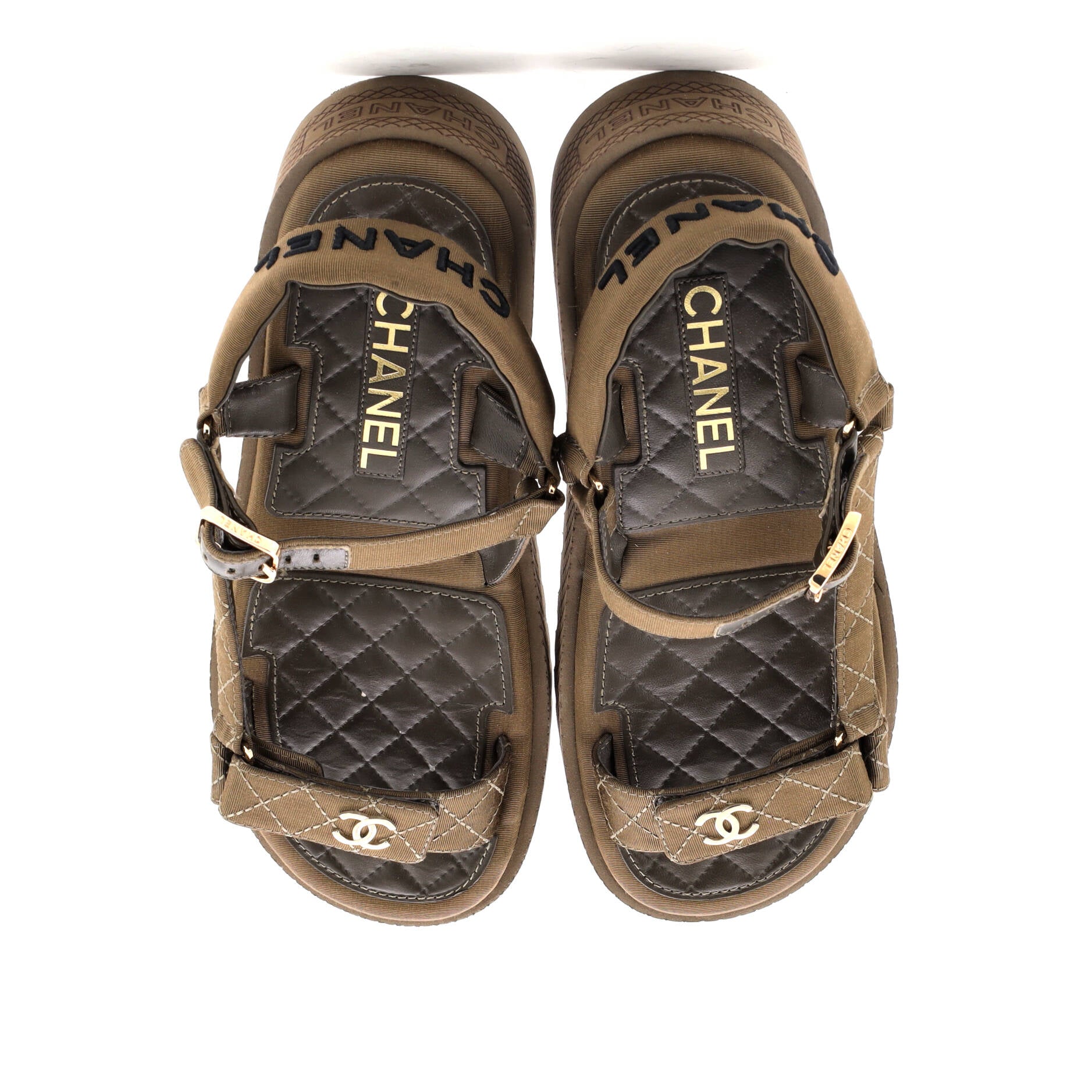Women's CC Logo Strappy Slingback Platform Sandals Grosgrain