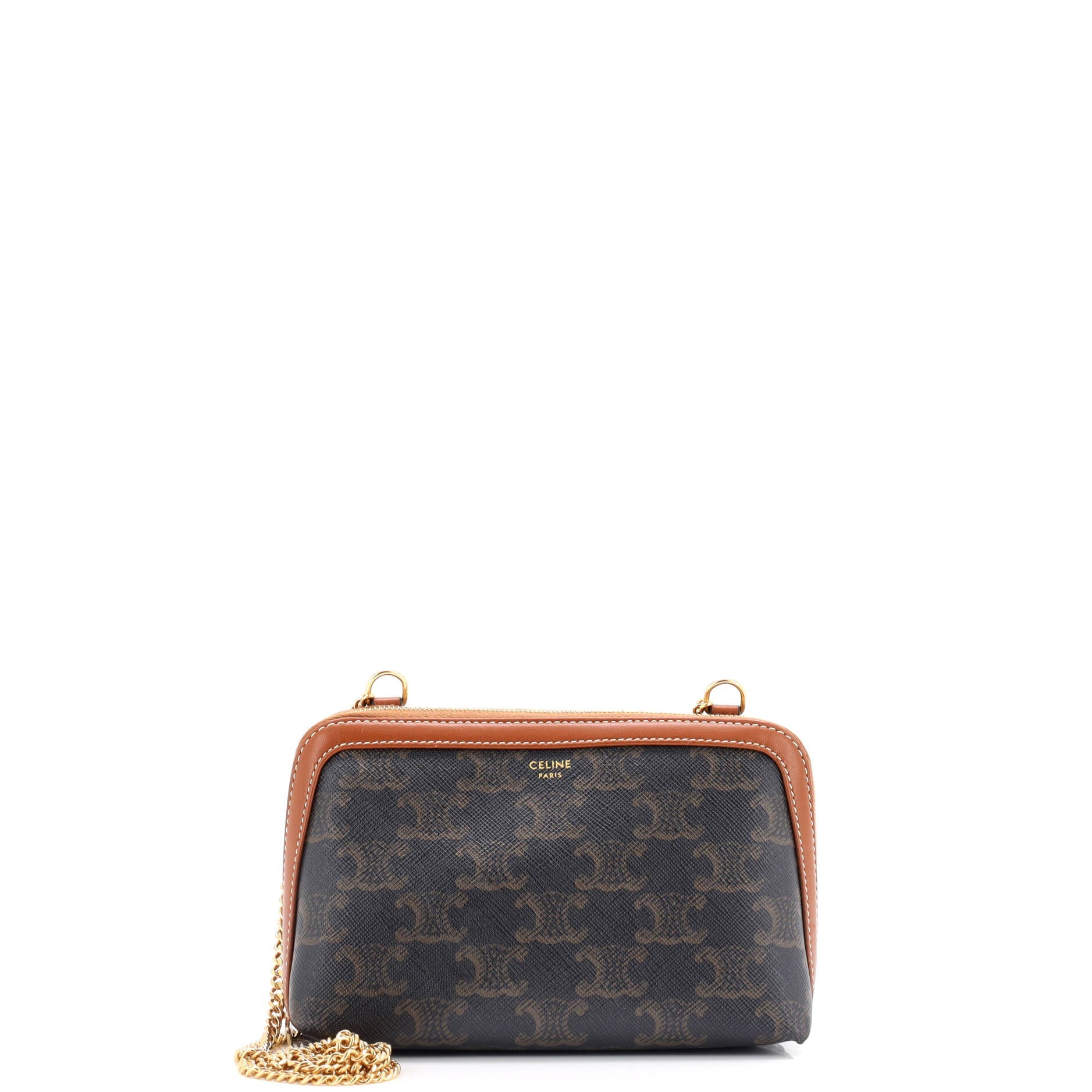 Zip Around Chain Clutch Triomphe Coated Canvas