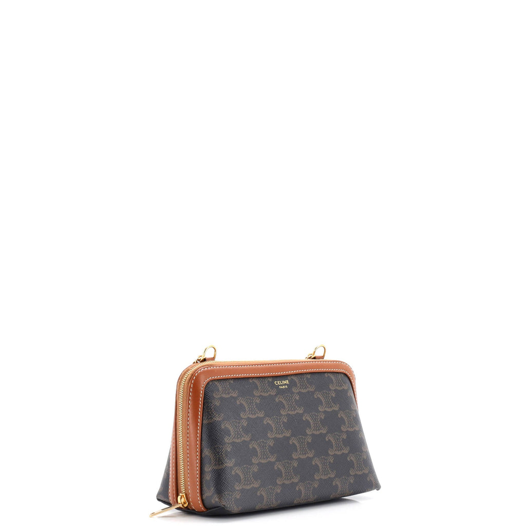Zip Around Chain Clutch Triomphe Coated Canvas