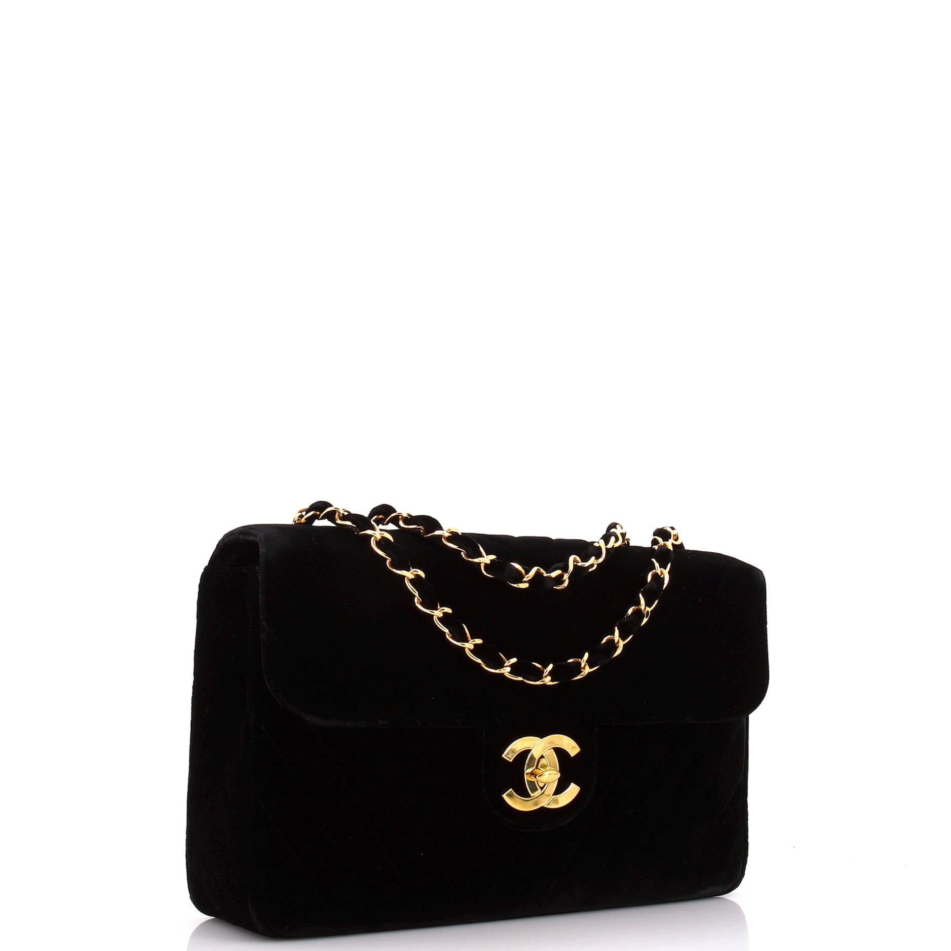 Vintage Classic Single Flap Bag Chevron Velvet Maxi