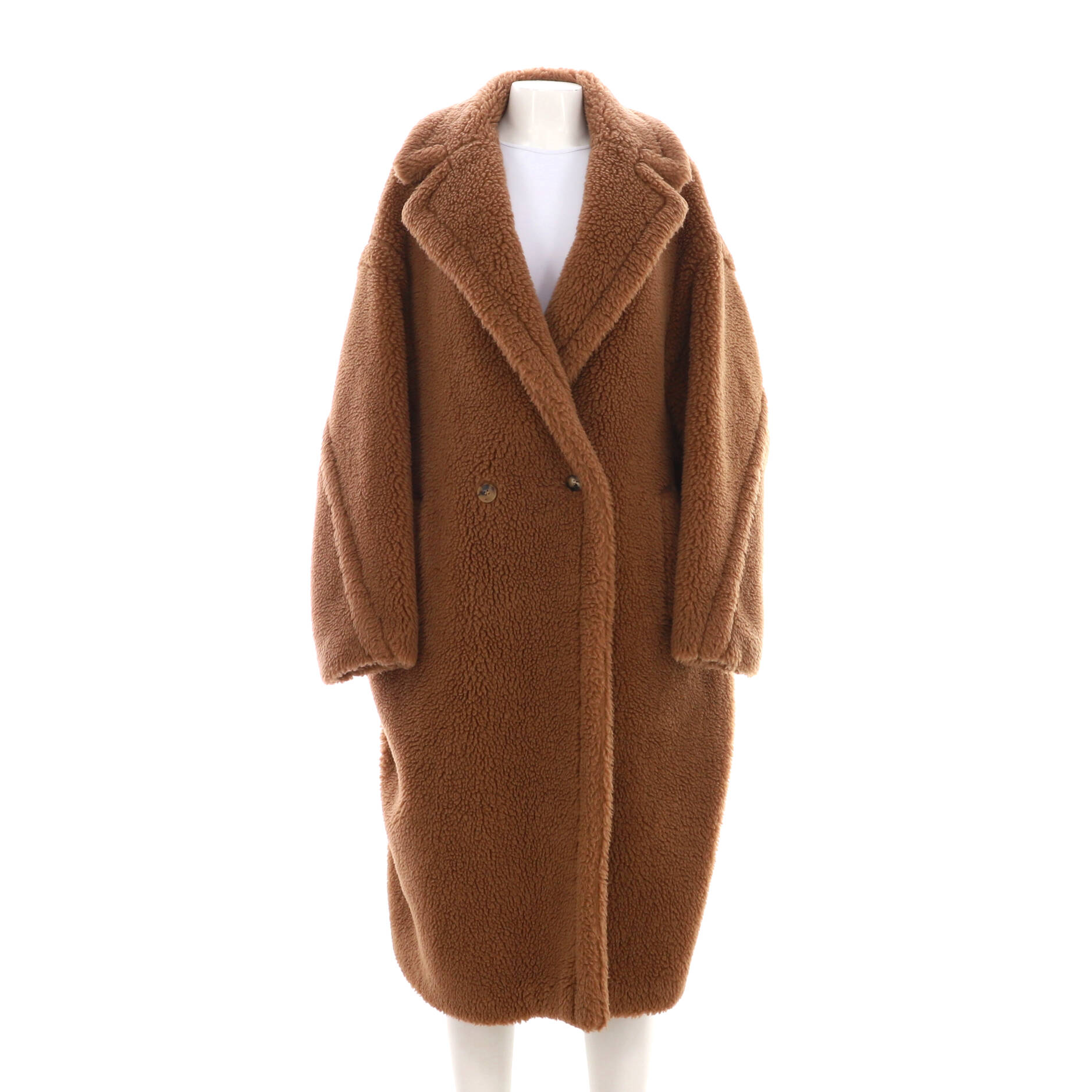 Women's Teddy Bear Icon Coat Camel and Silk Blend
