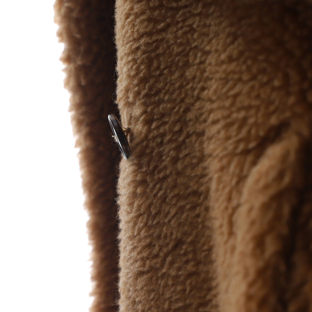 Women's Teddy Bear Icon Coat Camel and Silk Blend