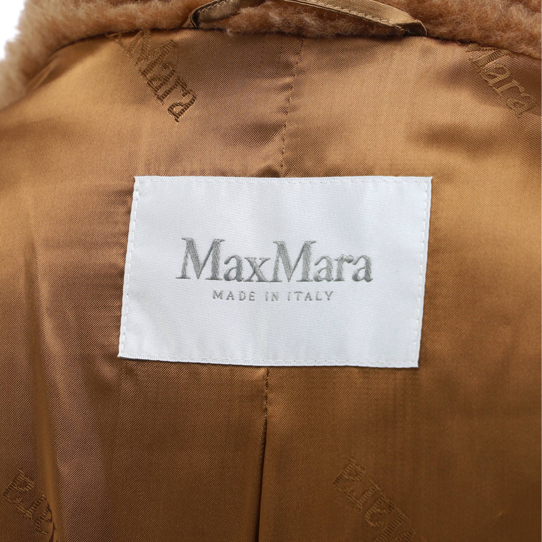 Women's Teddy Bear Icon Coat Camel and Silk Blend