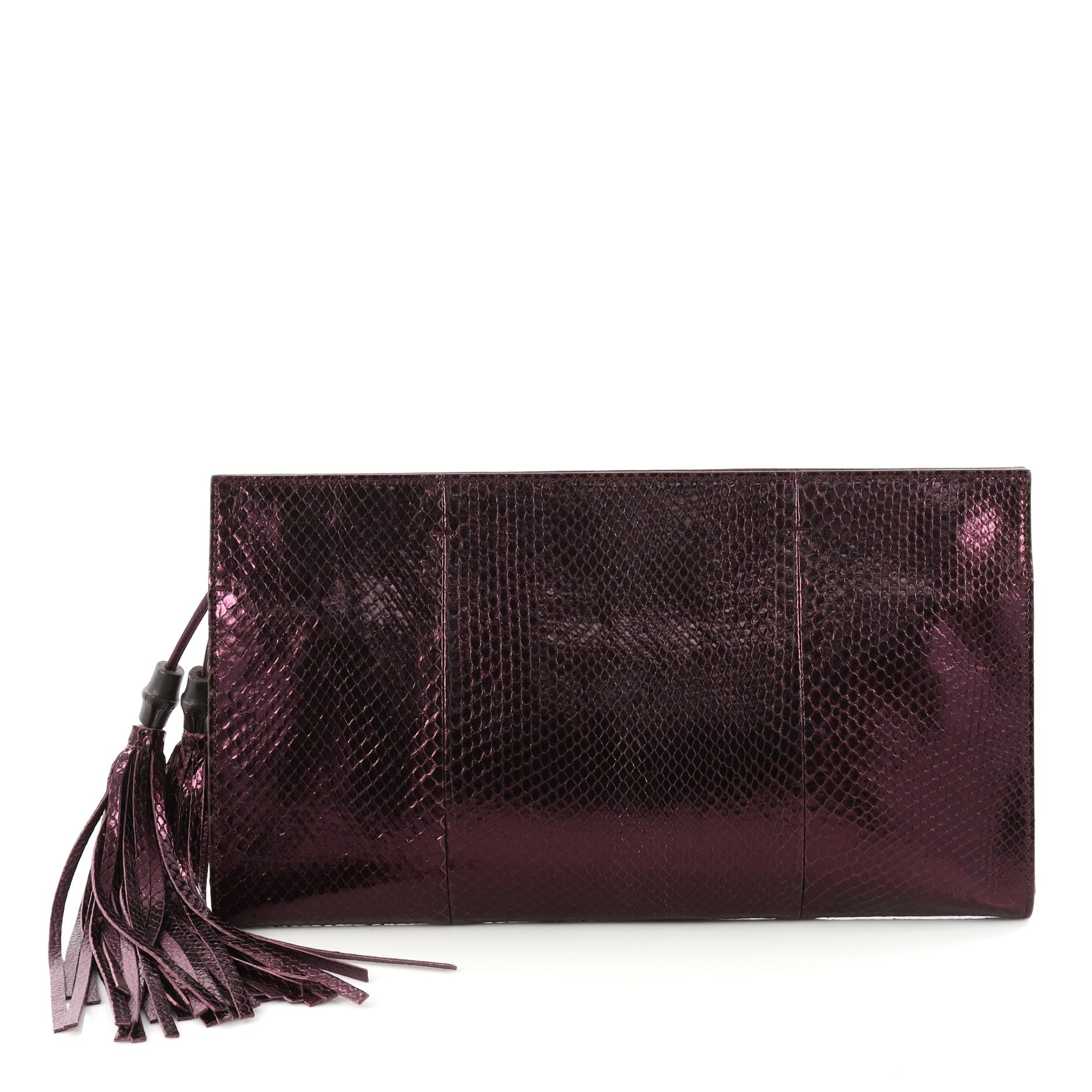 Nouveau Clutch with Tassels Python XL
