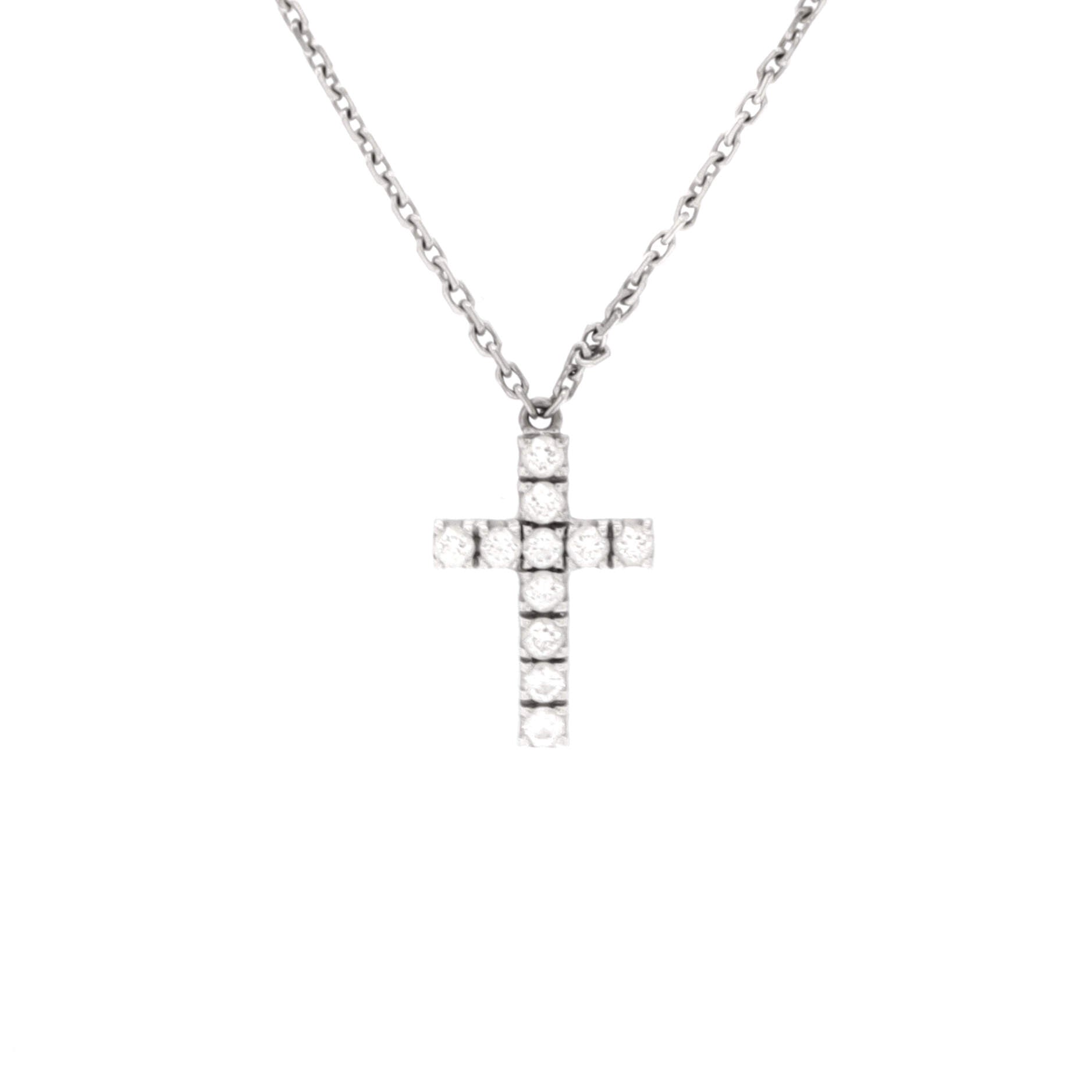 Cross Pendant Necklace 18K White Gold with Diamonds