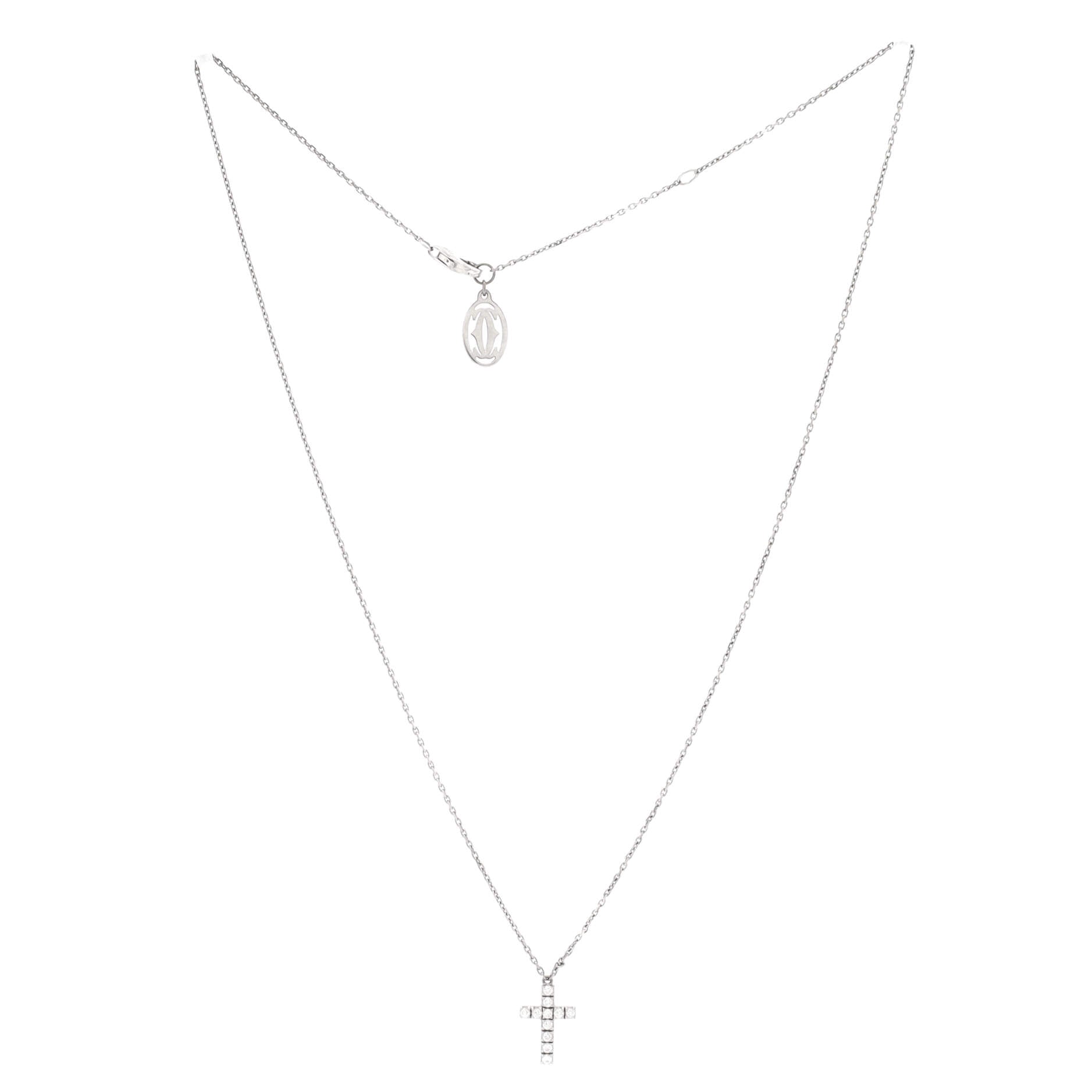Cross Pendant Necklace 18K White Gold with Diamonds