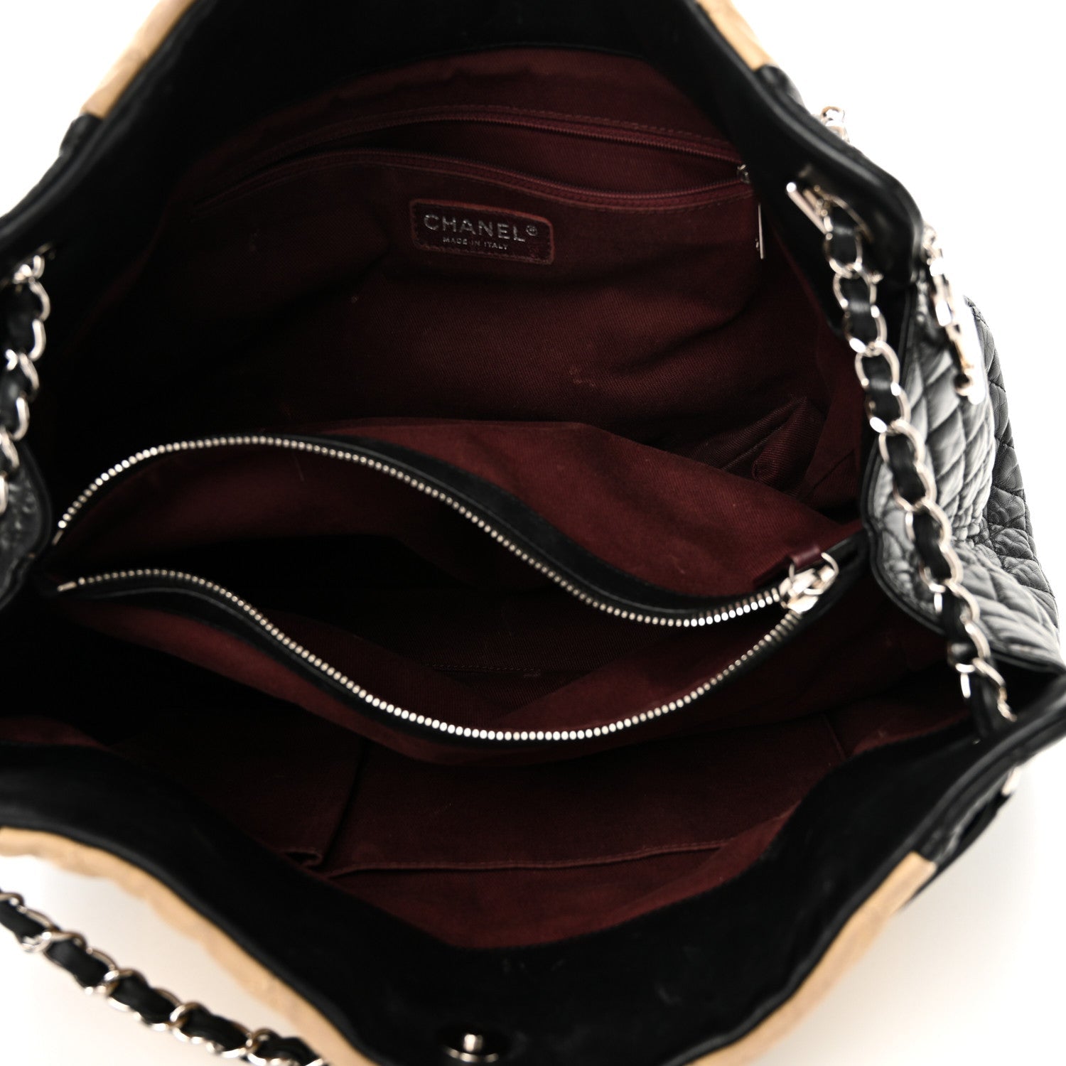 Lambskin Quilted Large CC Shopping Tote Black Rose Clair