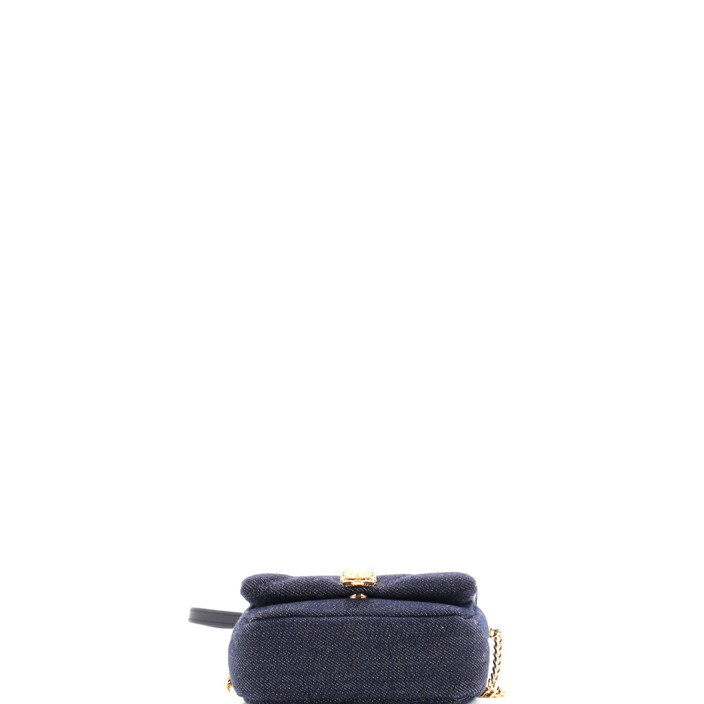 Serpenti Cabochon Shoulder Bag Diagonal Quilted Denim Micro