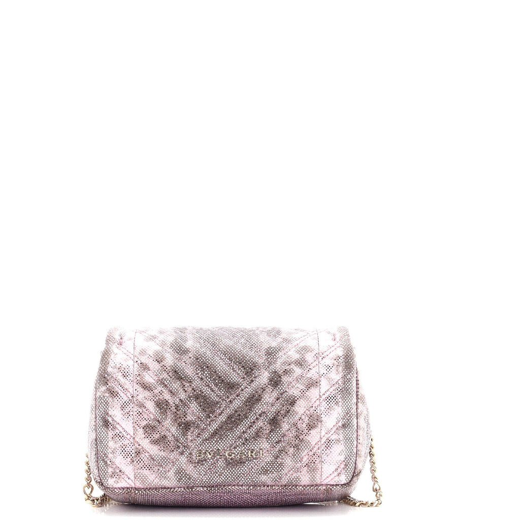 Serpenti Cabochon Shoulder Bag Diagonal Quilted Metallic Karung Small