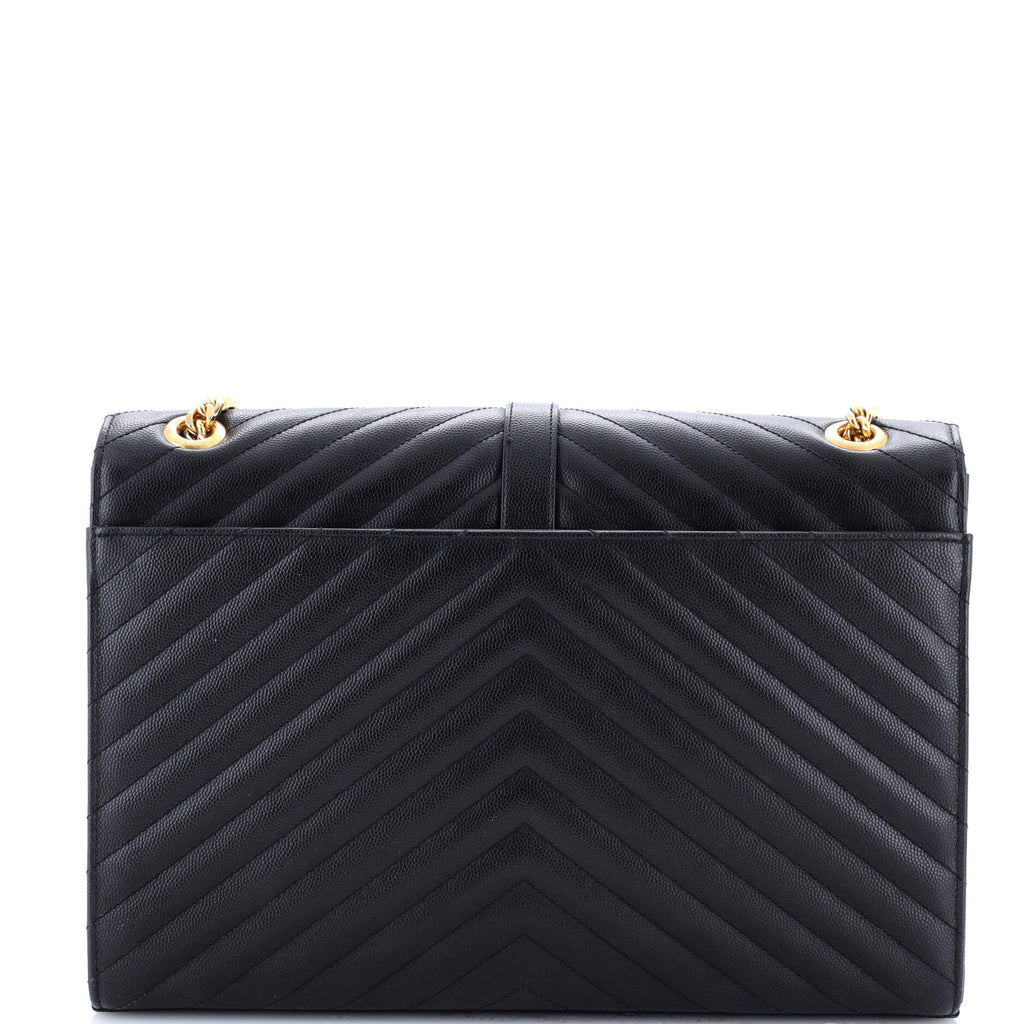 Classic Monogram Envelope Satchel Matelasse Chevron Leather Large