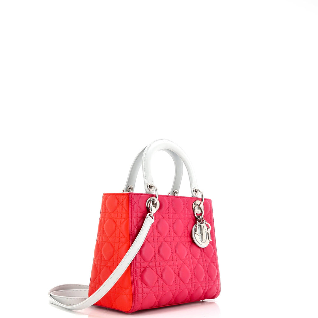 Tricolor Lady Dior Bag Cannage Quilt Lambskin Medium