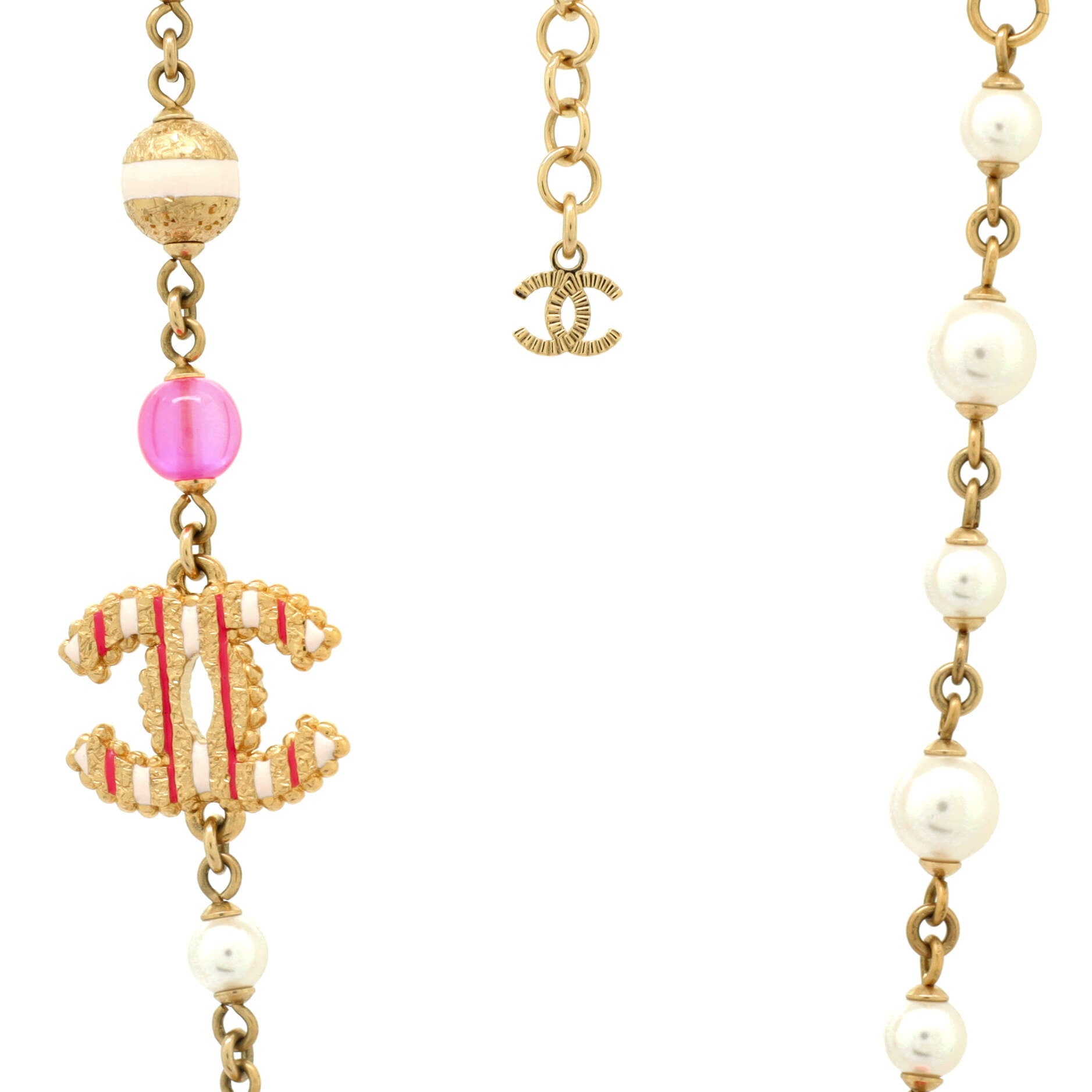 CC Station Short Necklace Metal with Enamel, Faux Pearls and Printed Beads