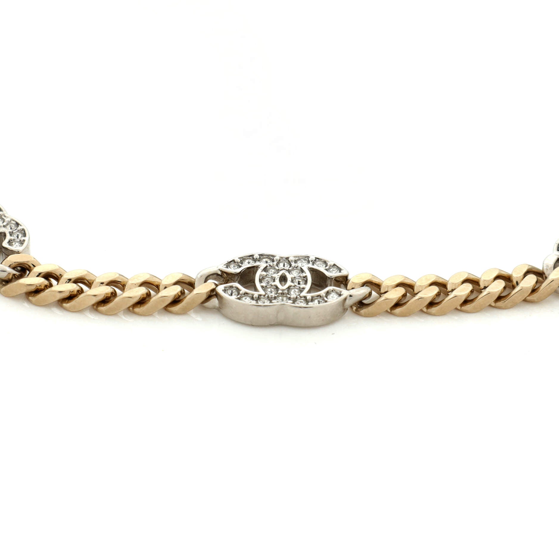 CC Link Choker Necklace Metal with Crystals