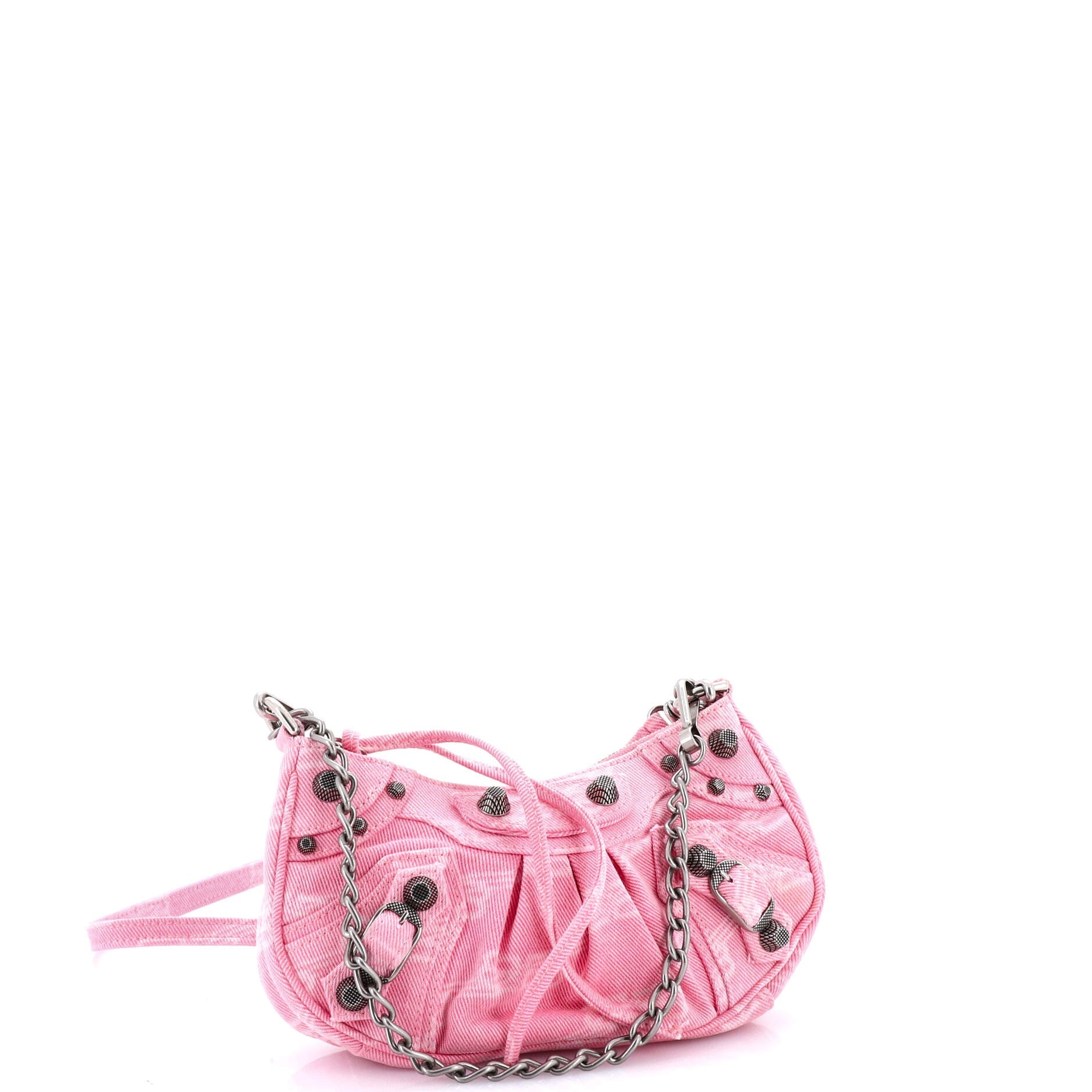 Le Cagole Giant Studs Shoulder Bag BB Monogram Denim Mini