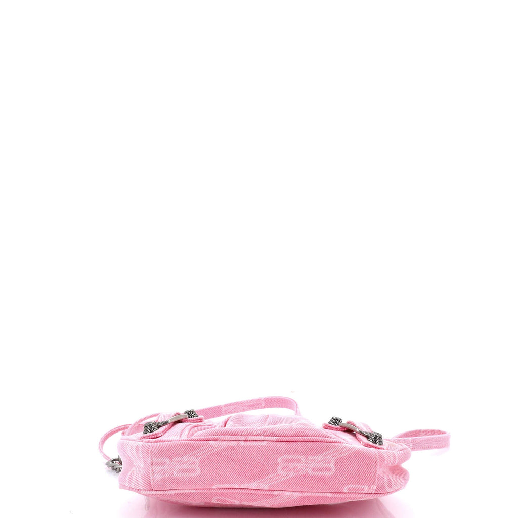 Le Cagole Giant Studs Shoulder Bag BB Monogram Denim Mini
