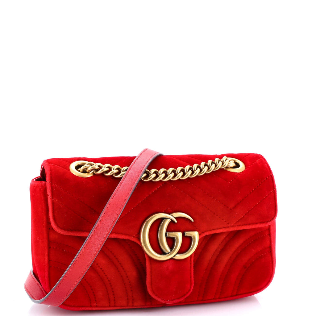 GG Marmont Flap Bag Matelasse Velvet Mini
