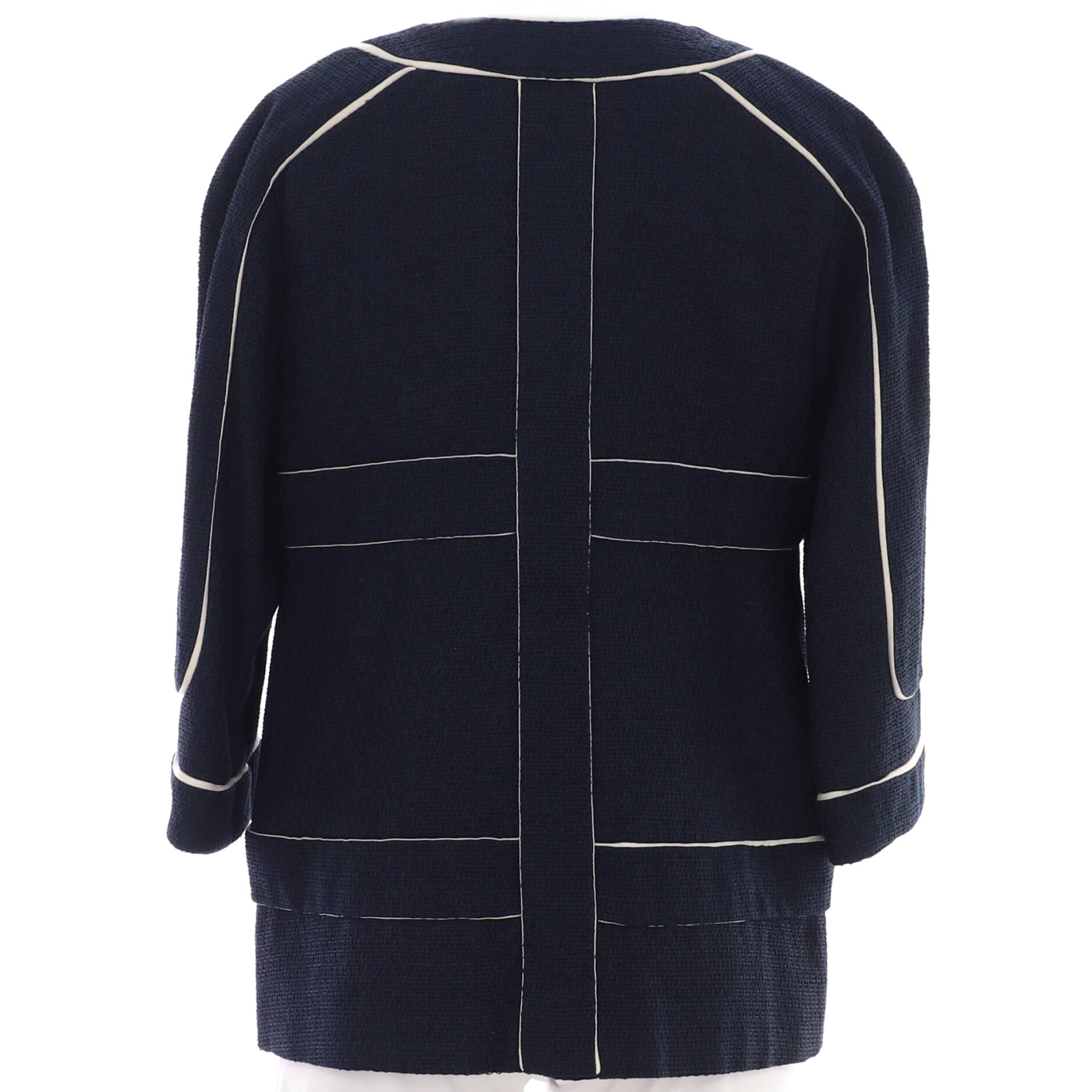 Women's Trim Collarless Jacket Tweed with SIlk
