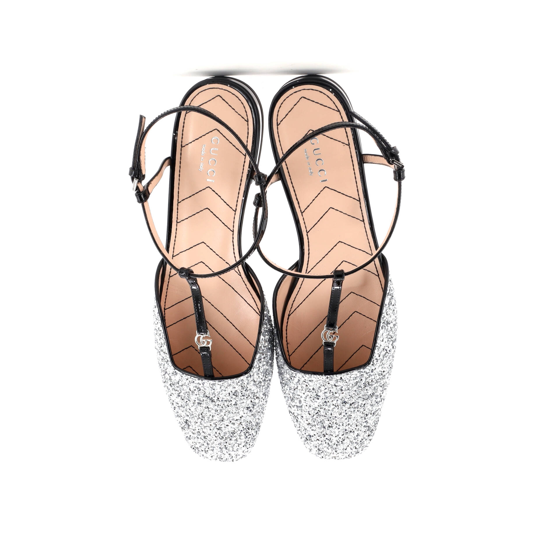 Women's GG Slingback Flats Glitter and Patent