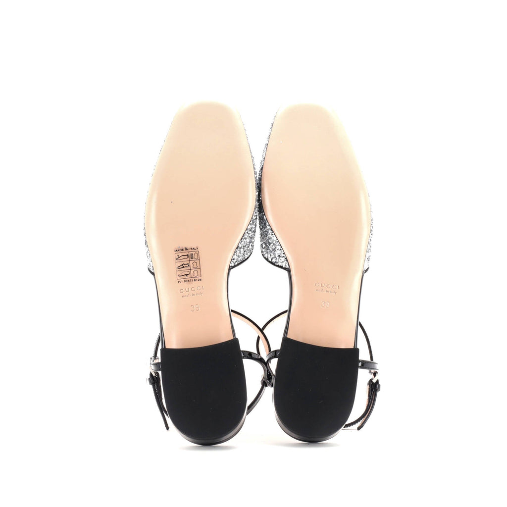 Women's GG Slingback Flats Glitter and Patent