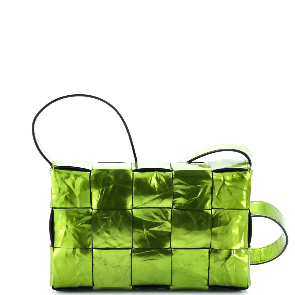 Cassette Crossbody Bag Maxi Intrecciato Crinkled Metallic Leather