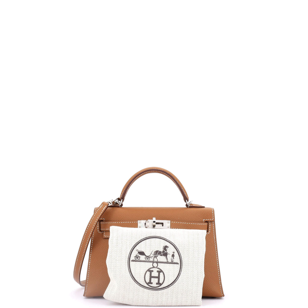 Kelly Mini II Bag Gold Epsom with Palladium Hardware 20