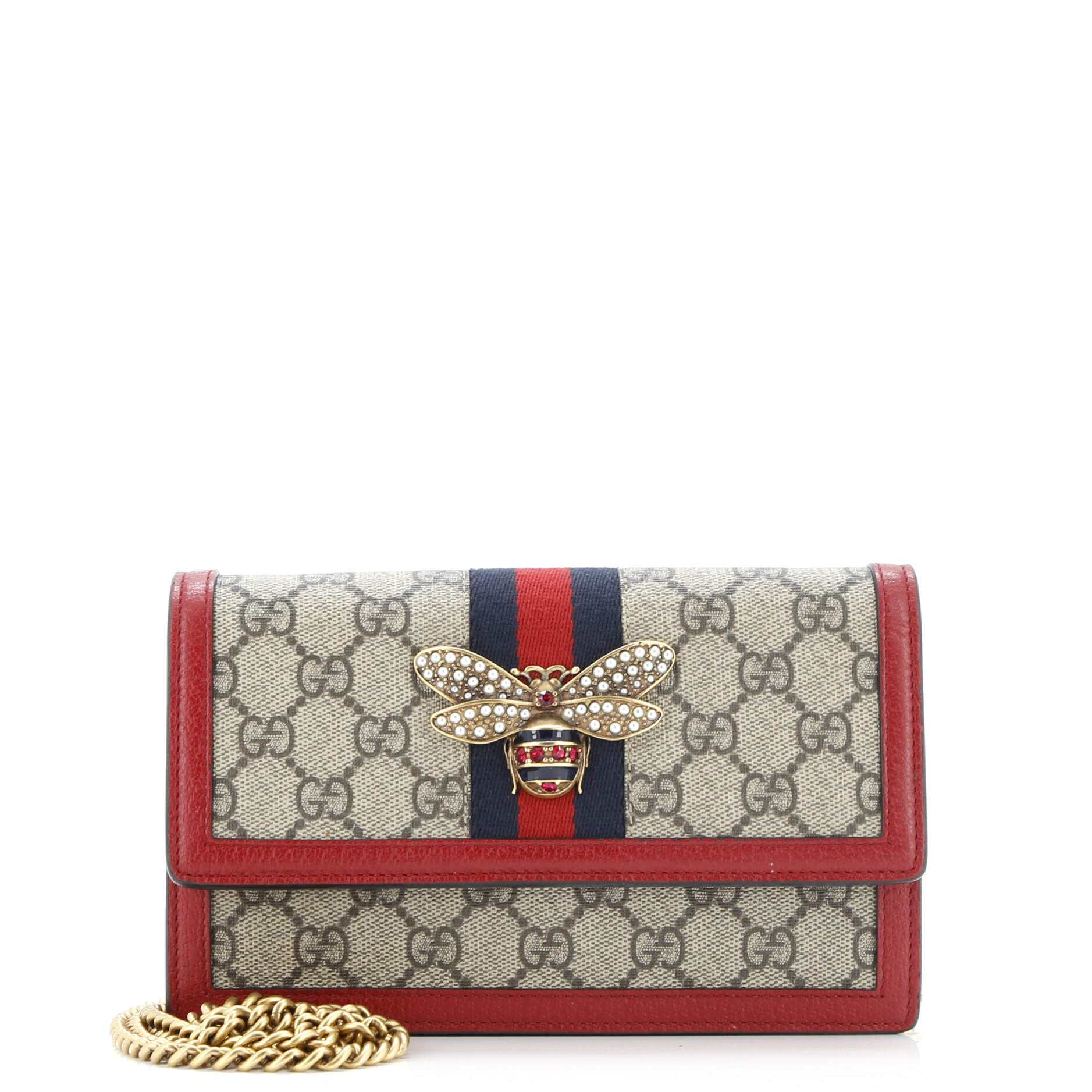 Queen Margaret Chain Wallet GG Coated Canvas Mini