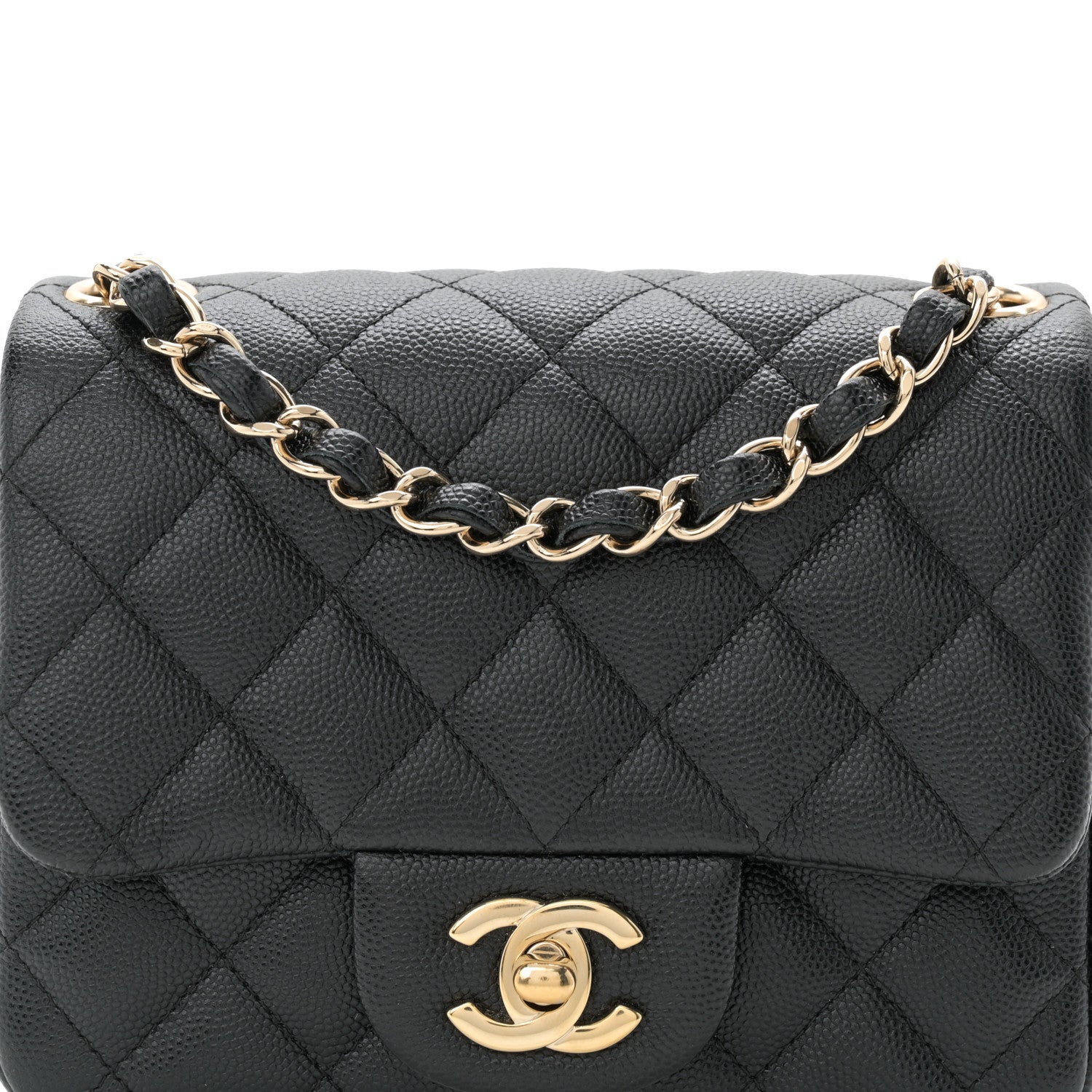 Caviar Quilted Mini Square Flap Black