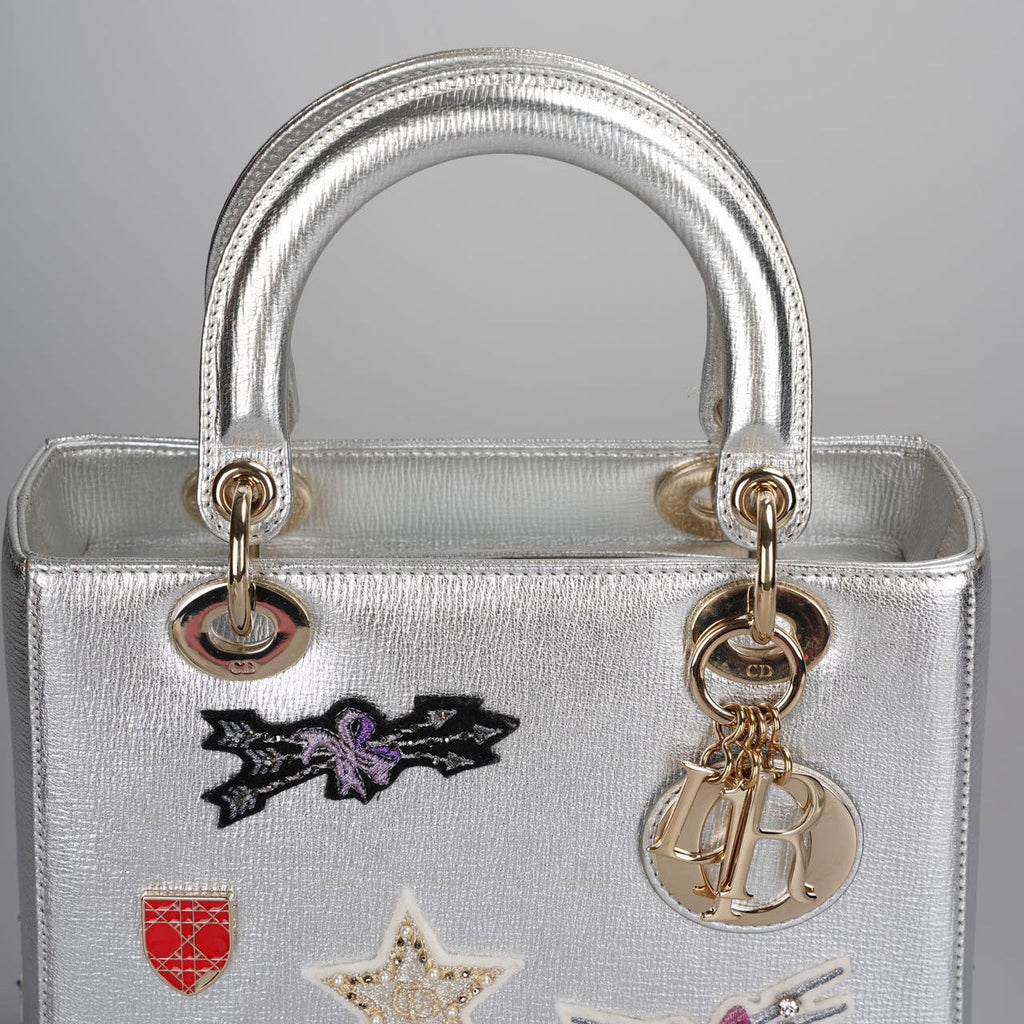 Christian Dior Leather Lady Dior Shoulder Bag in Silver Limited Edition