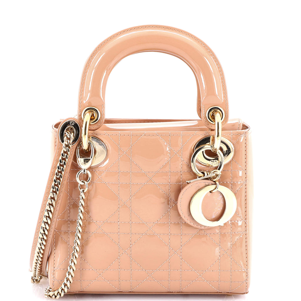 Lady Dior Chain Bag Cannage Quilt Patent Mini