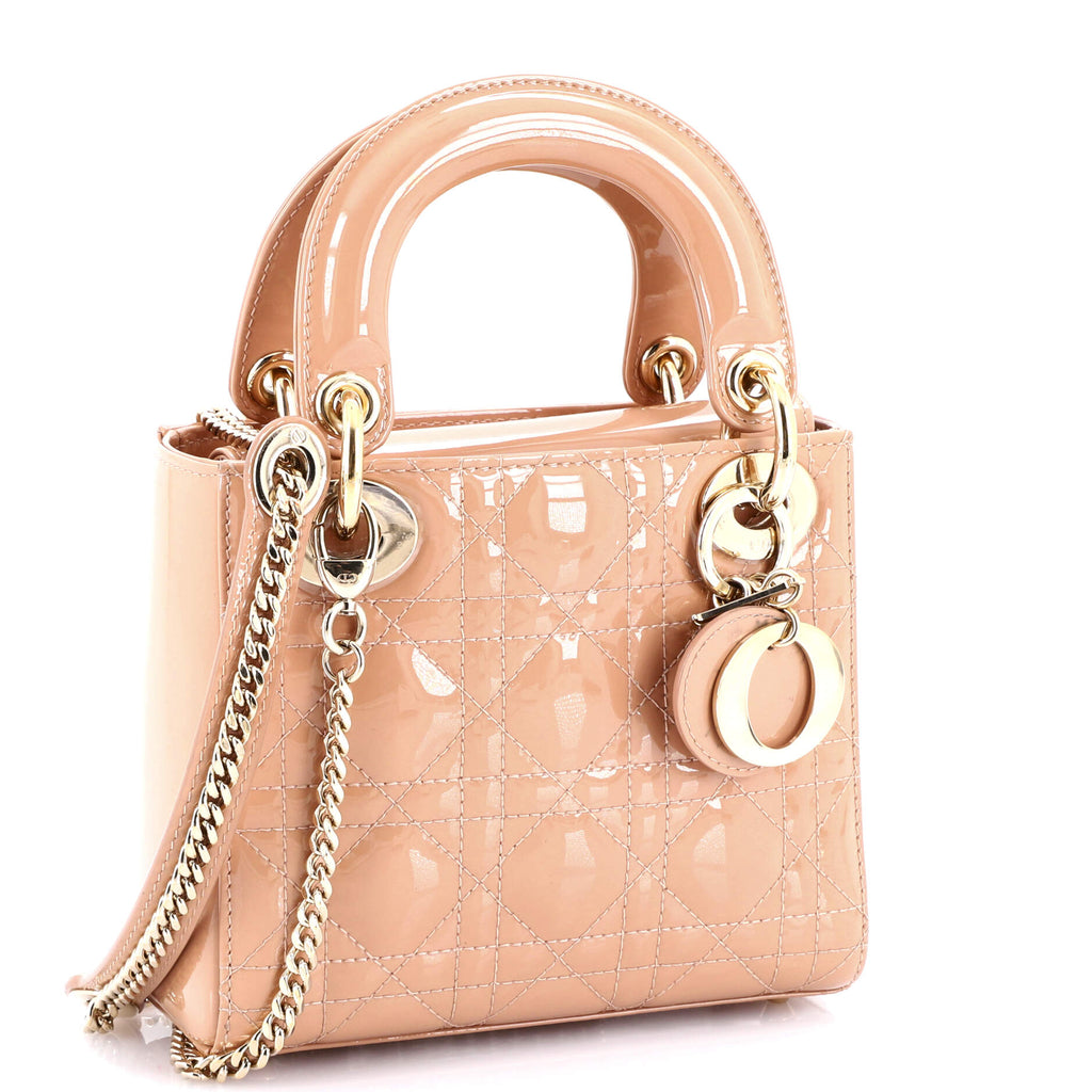Lady Dior Chain Bag Cannage Quilt Patent Mini
