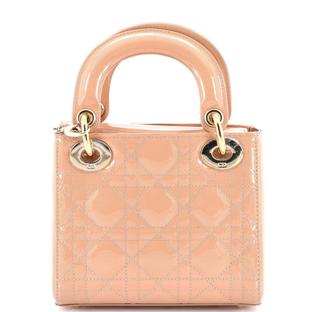 Lady Dior Chain Bag Cannage Quilt Patent Mini