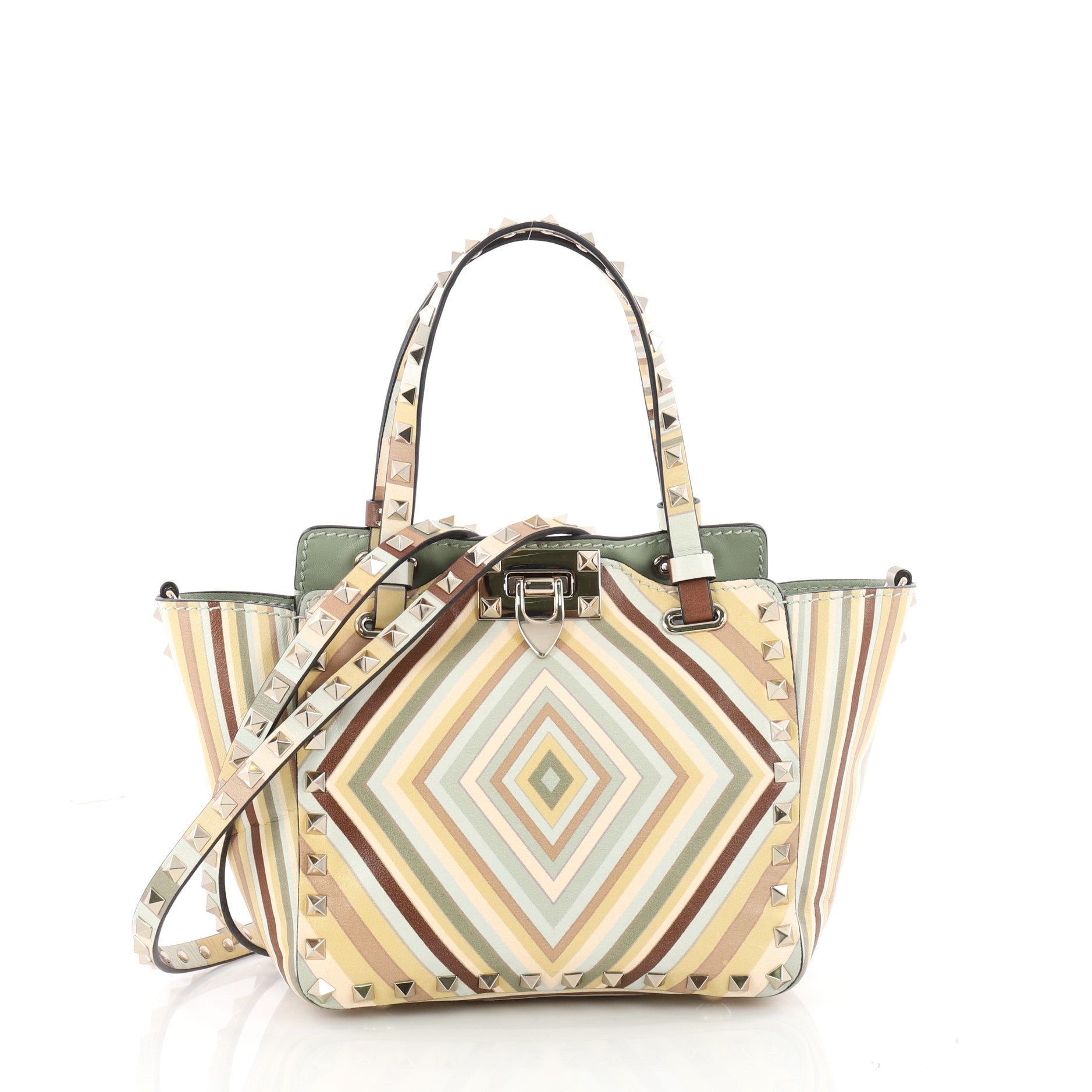 Rockstud 1975 Tote Striped Leather Mini