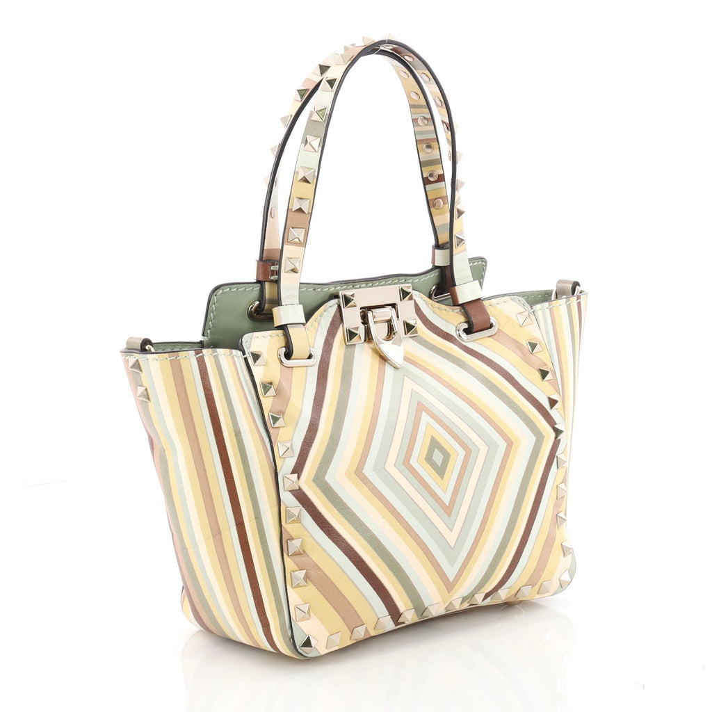Rockstud 1975 Tote Striped Leather Mini