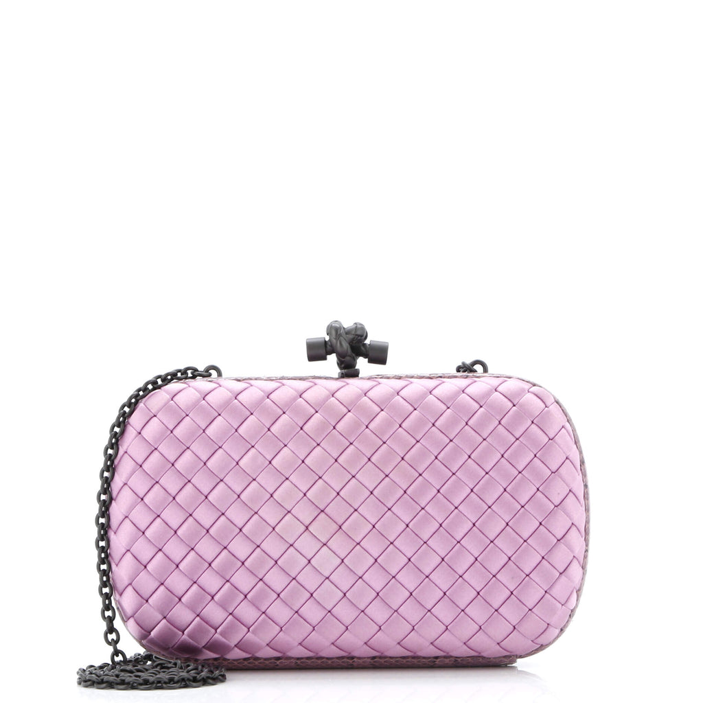 Box Knot Clutch Intrecciato Satin Small