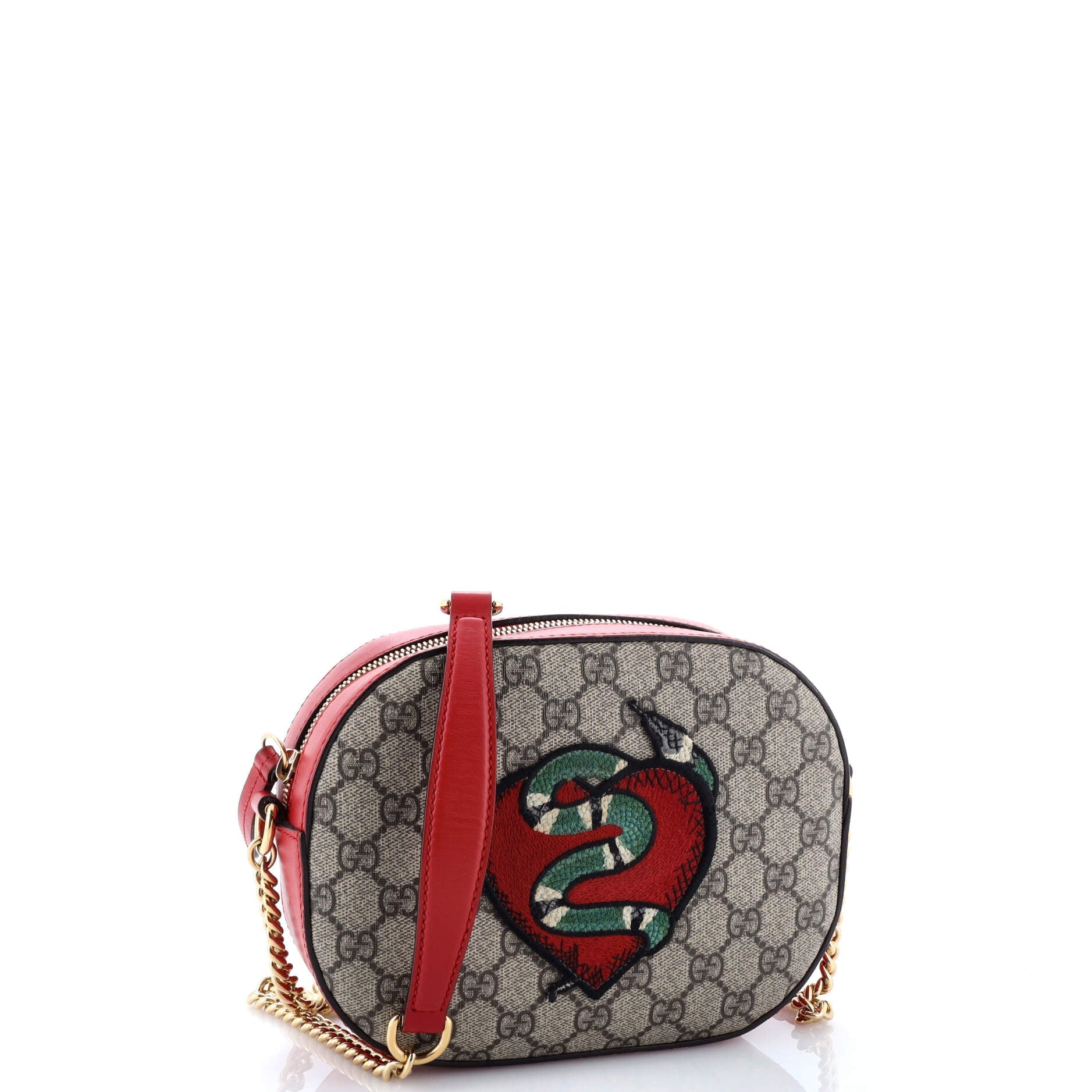 Chain Crossbody Bag Embroidered GG Coated Canvas Mini