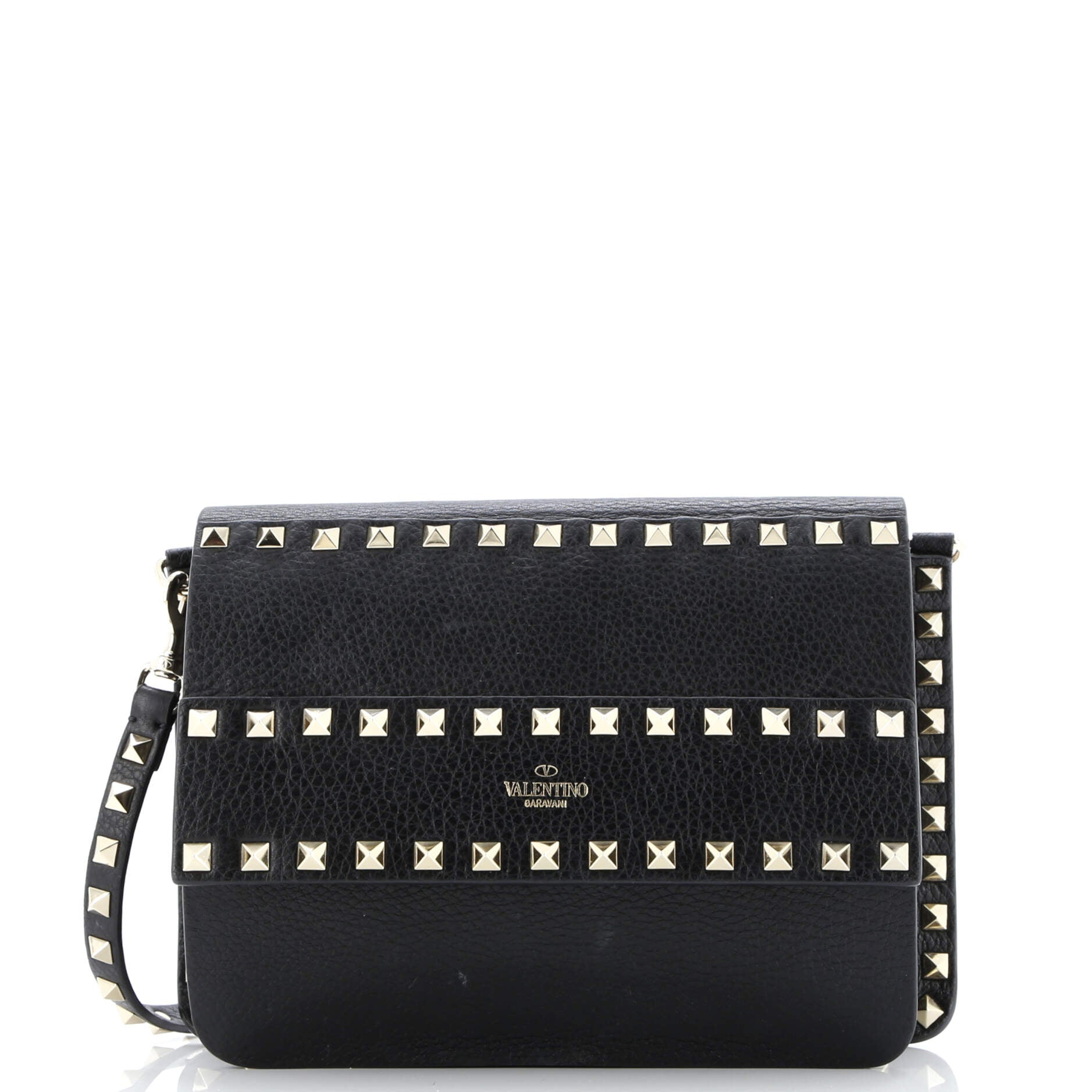 Rockstud Front Handle Flap Bag Leather Small