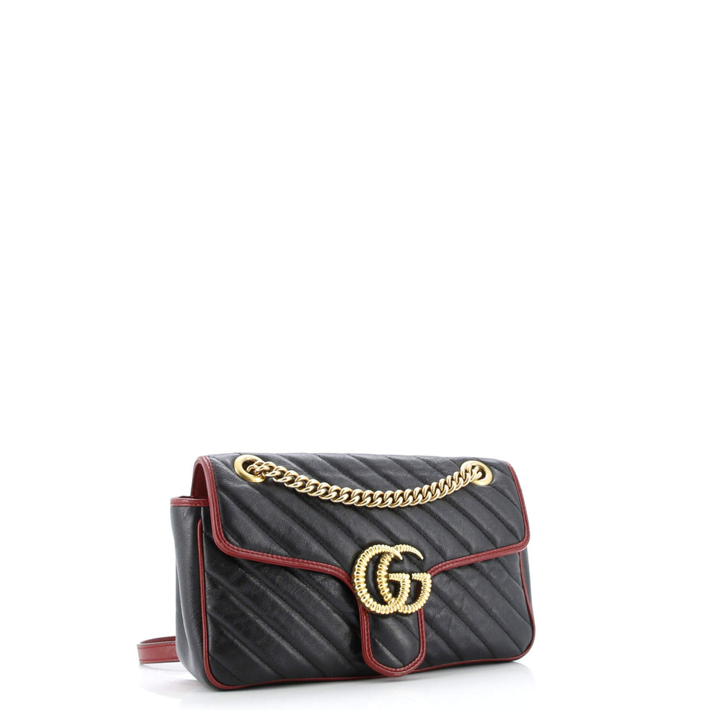 GG Marmont Flap Bag Diagonal Quilted Leather Small