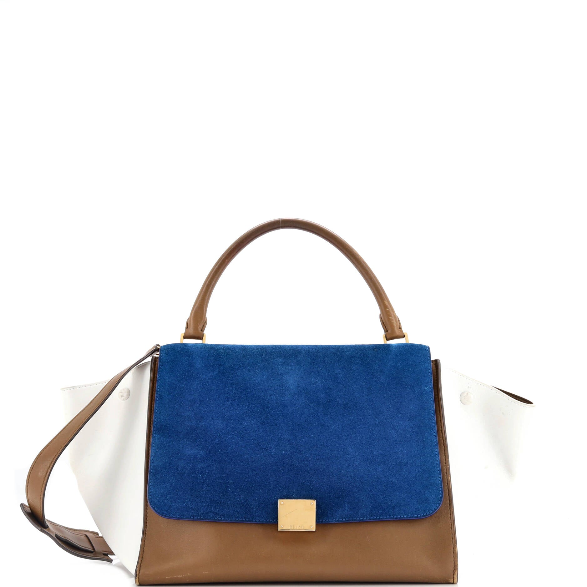 Tricolor Trapeze Bag Suede Medium