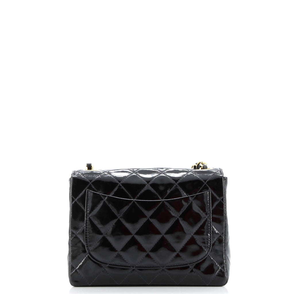 Vintage Square Classic Single Flap Bag Quilted Patent Mini