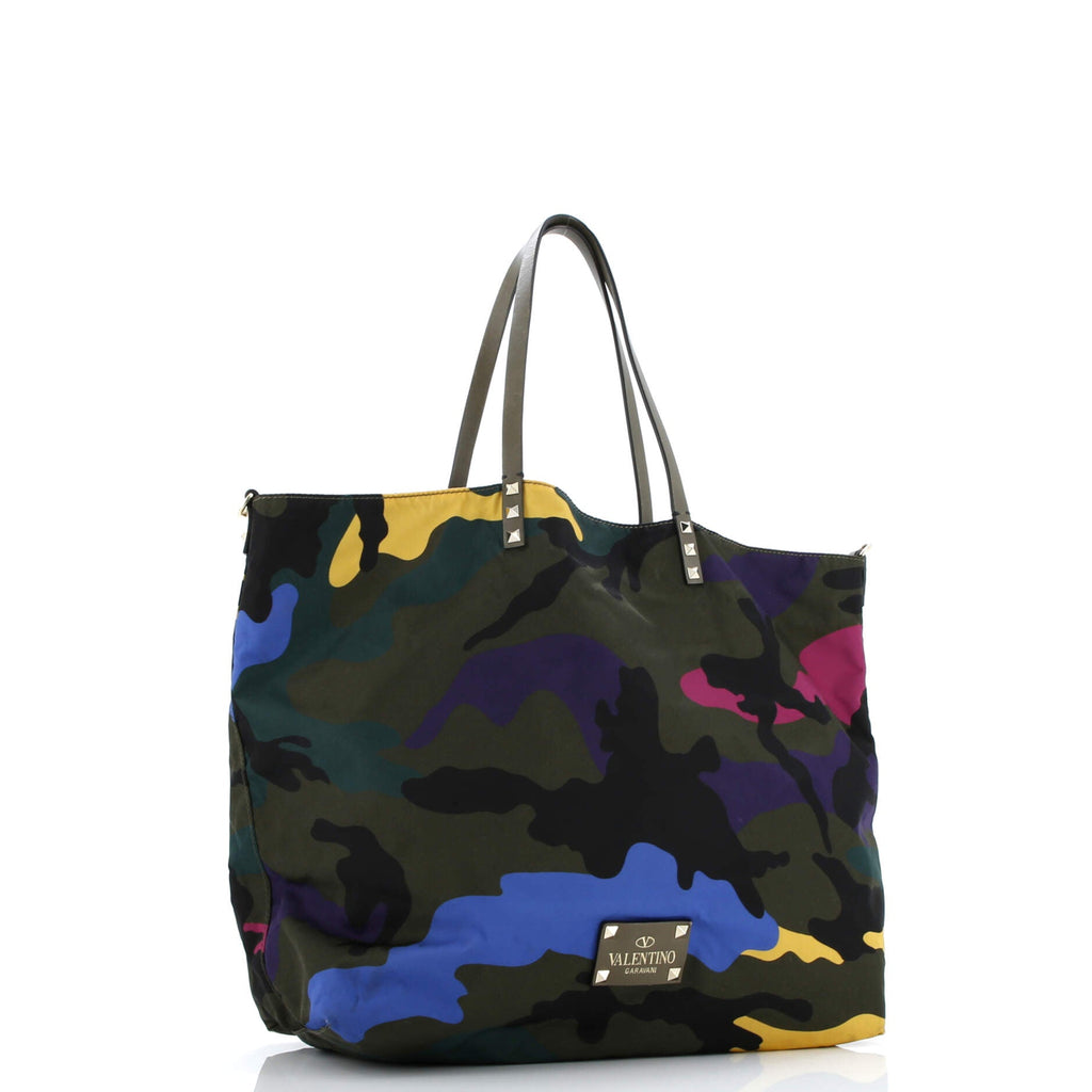 Rockstud Open Reversible Convertible Tote Camo Nylon Medium
