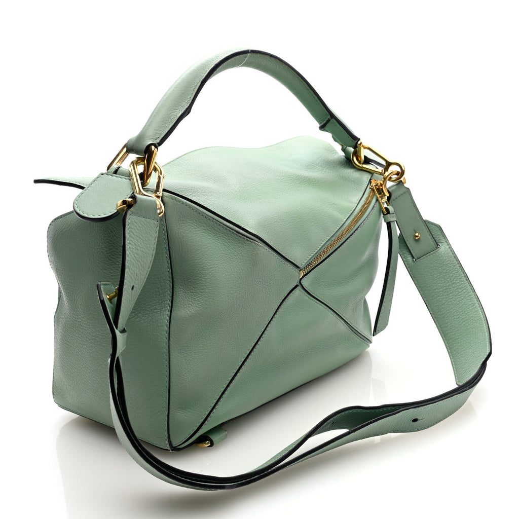 Calfskin Medium Puzzle Bag Sea Water Green