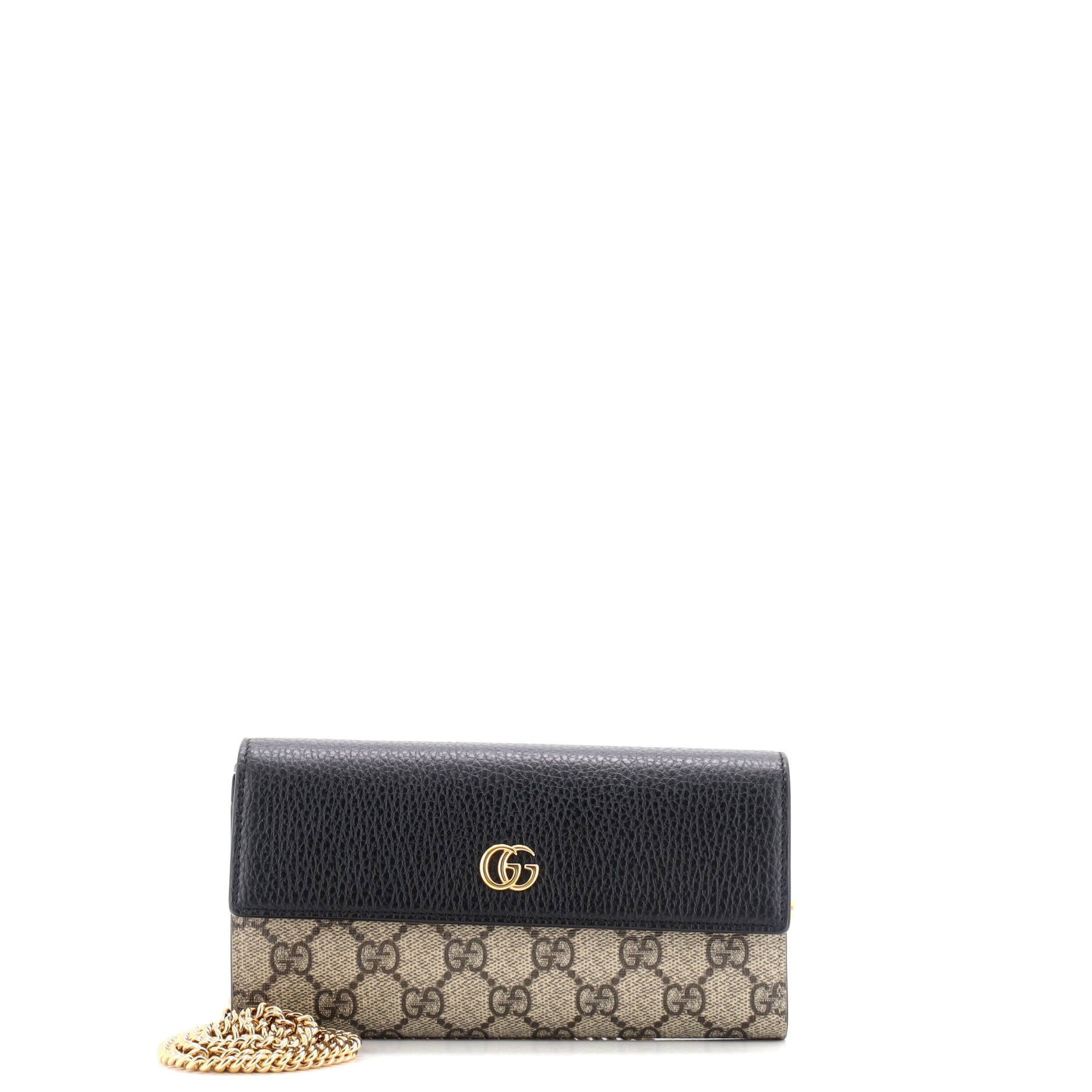 GG Marmont Continental Chain Wallet GG Coated Canvas and Leather