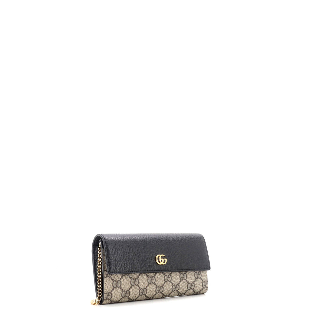 GG Marmont Continental Chain Wallet GG Coated Canvas and Leather