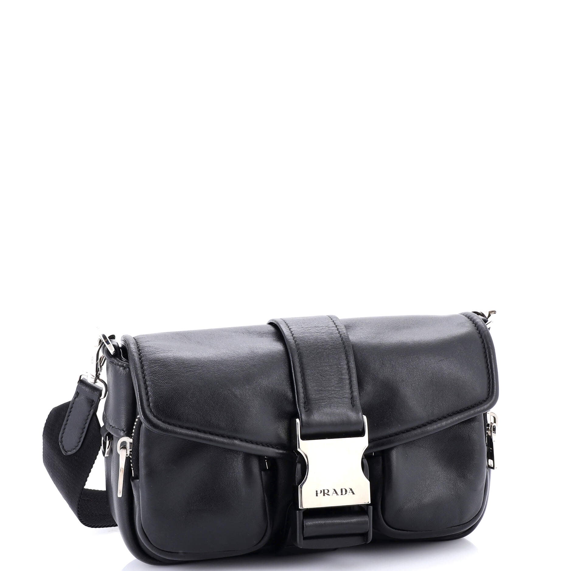 Pocket Flap Shoulder Bag Leather
