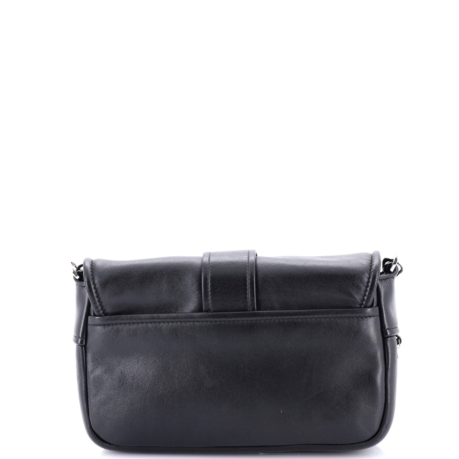 Pocket Flap Shoulder Bag Leather