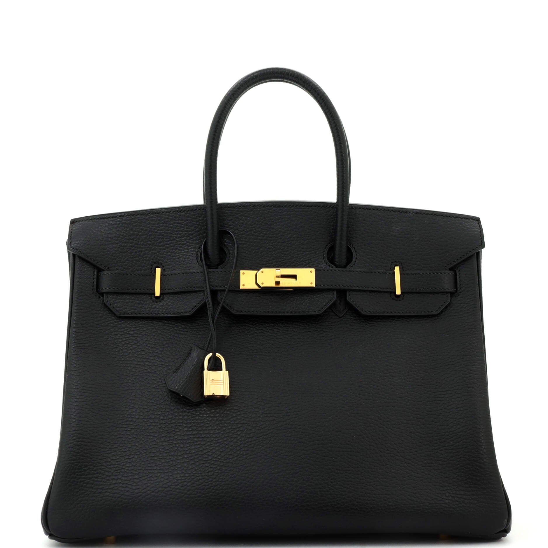 Birkin Handbag Noir Ardennes with Gold Hardware 35