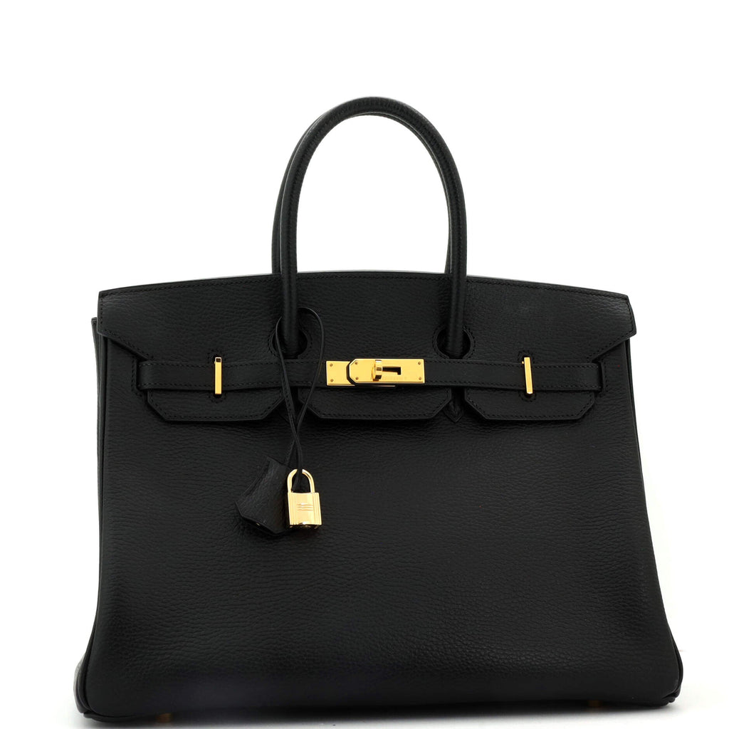 Birkin Handbag Noir Ardennes with Gold Hardware 35