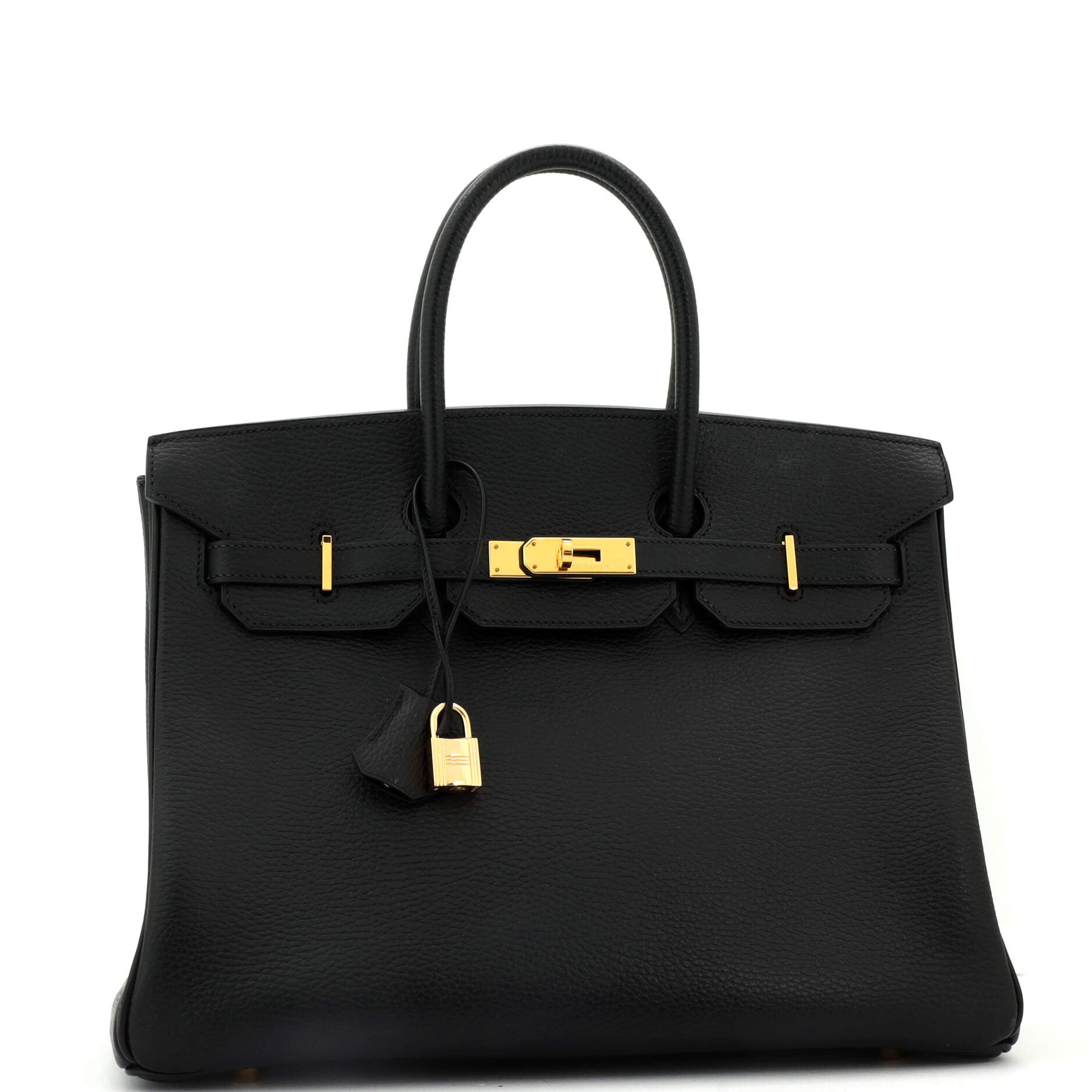 Birkin Handbag Noir Ardennes with Gold Hardware 35