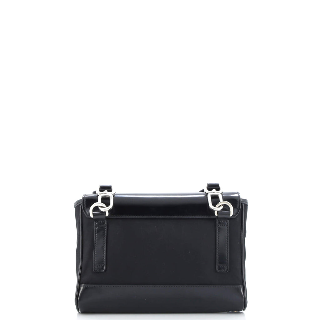 Buckle Flap Crossbody Bag Re-Nylon and Leather Small